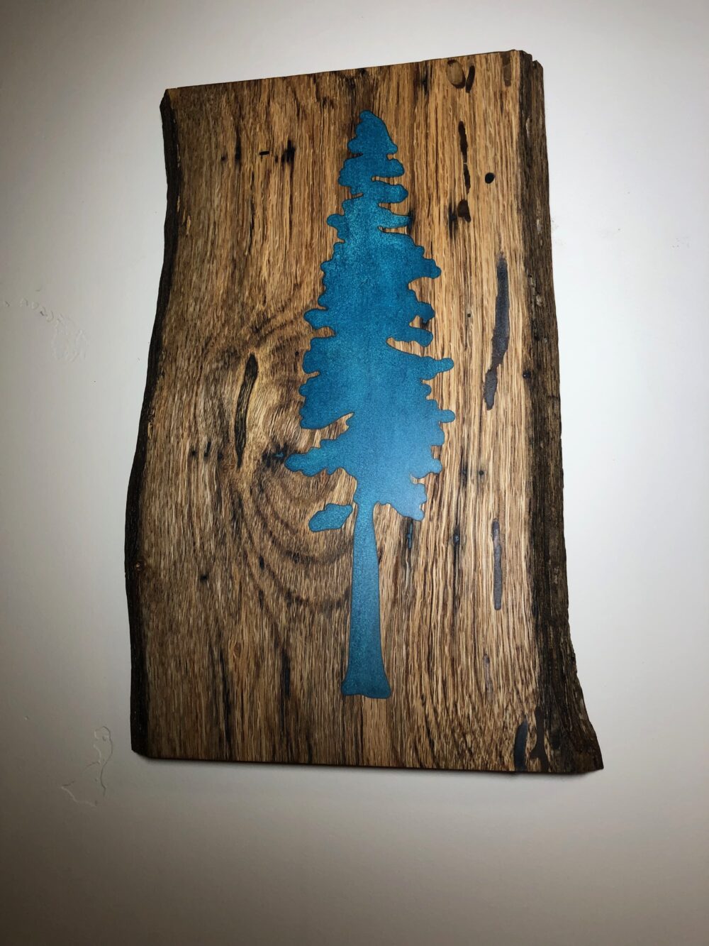 Redwood tree in blue epoxy