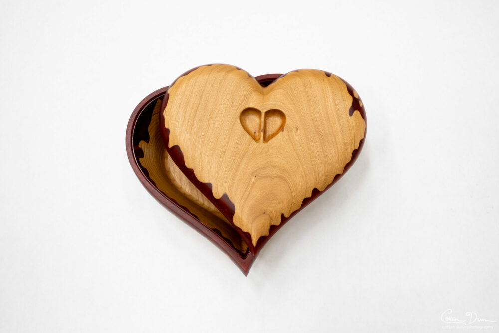 Heart Box - Cherry Wood Box with Dark Red Epoxy