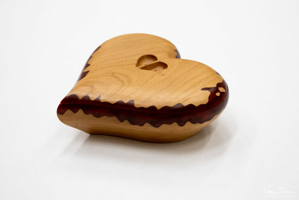 Heart Box - Cherry Wood Box with Dark Red Epoxy