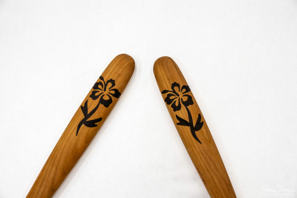 Digital File: Salad Set - Fork and Spoon - CNC Plans - Vectric VCarve file, PDF Directions, and STL Model - Wood Hibiscus or Rose Inlay