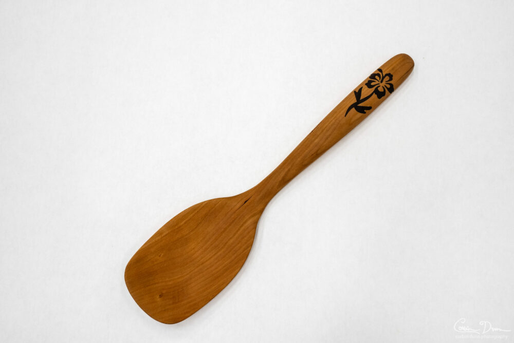 Digital File: Salad Set - Fork and Spoon - CNC Plans - Vectric VCarve file, PDF Directions, and STL Model - Wood Hibiscus or Rose Inlay