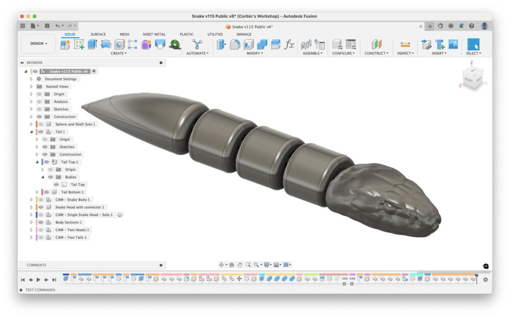 Digital Files: Articulating Wood Snake - Fusion 360 & STL Models