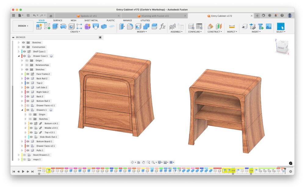 Digital Files: Curved Cabinets and Textured Drawers - Fusion 360 CAD / Vectric VCarve
