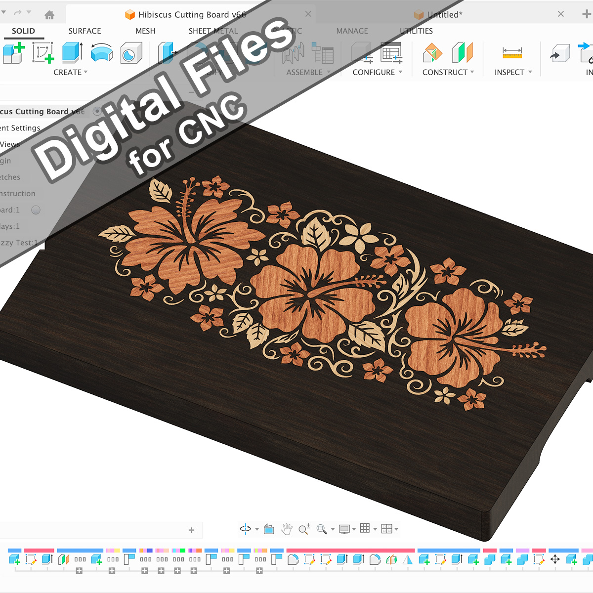 Digital Files: Hibiscus Cutting Board - CNC Files